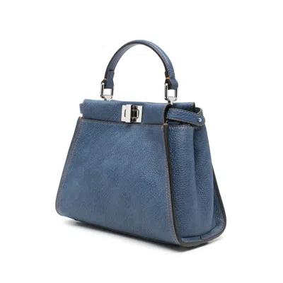 Fendi Pekaboo Soft Mini Hand Bags Light Blue In Blue