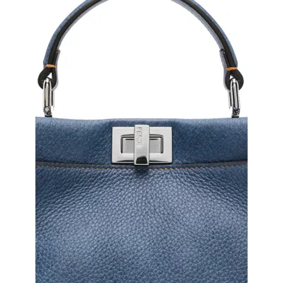 Fendi Pekaboo Soft Mini Hand Bags Light Blue In Blue