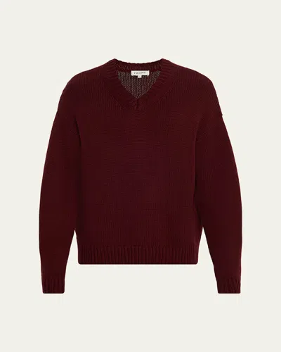 Frame Men's Wool And Cashmere Knit V-neck Sweater In Burgundy