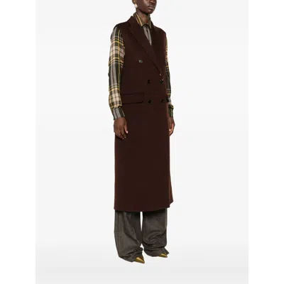 Gucci Sleeveless Coat In Brown