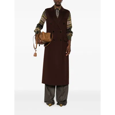 Gucci Sleeveless Coat In Brown