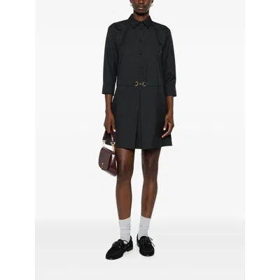 Gucci Womens Horsebit Long-sleeves Wool Mini Dress Ardesia Grey In Black
