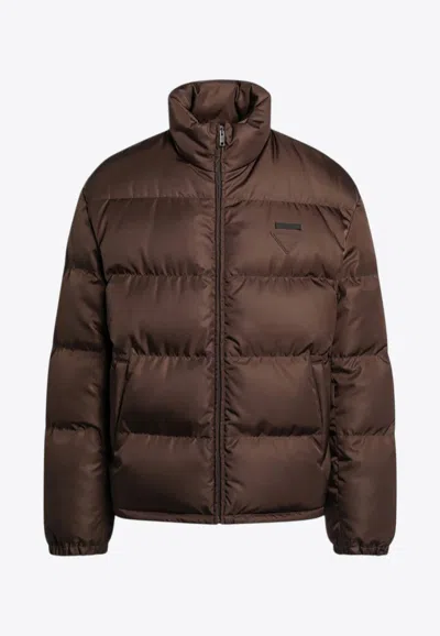 Prada Cacao-coloured Down Jacket In Re-nylon In Brown