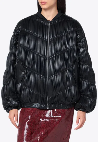Rotate Birger Christensen Bomber Plissettato Nero In Black