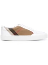 BURBERRY CHECK DETAIL LEATHER SNEAKERS,404005511758017