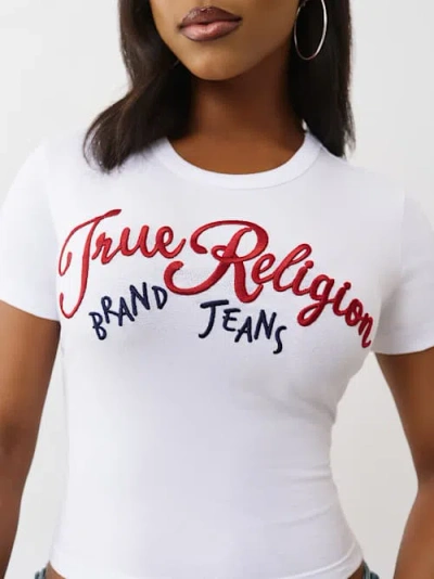 True Religion Women's Embroidered Logo Baby T-shirt In White