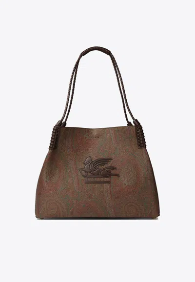 Etro Mini Paisley Jacquard Tote Handbag In Red