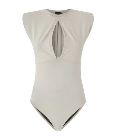 Pinko Run-resistant Bodysuit With Cut-out Detail In Gray
