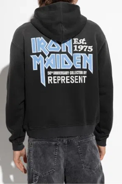Represent Iron Maiden Anniversary Zipped Hoodie In Black