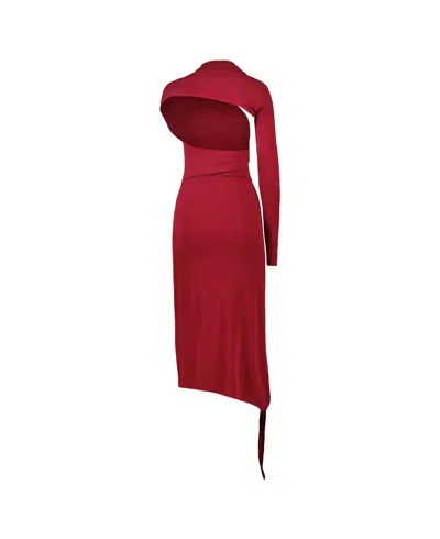 Courrèges One Shoulder Crepe Dress Woman Grenat In Viscose In Red