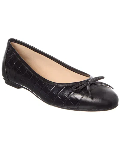 French Sole Cordelia Croc-embossed Leather Flat In Black