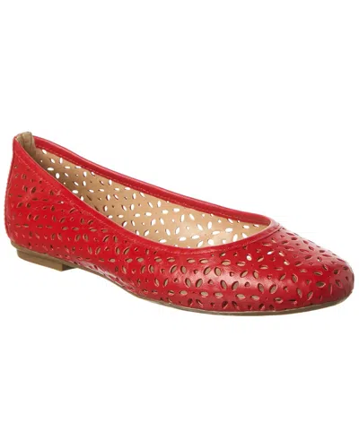 French Sole Leyla Laser Cut Leather Flat In Red
