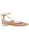 AQUAZZURA NUDE CHRISTY LEATHER BALLET FLATS,CHRFLAA0CALDB911766709