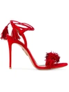 AQUAZZURA RED WILD THING 110 SUEDE SANDALS,WITHIGS0SUEF0011766693