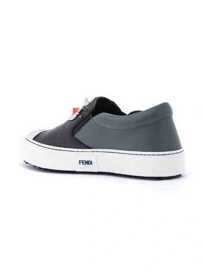 Shop Fendi Faces Slip-on Sneakers - Black