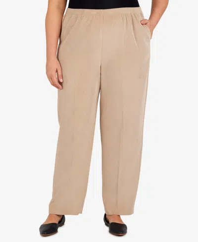 Alfred Dunner Plus Size Classic Corduroy Elastic Waist Short Length Pants In Brown