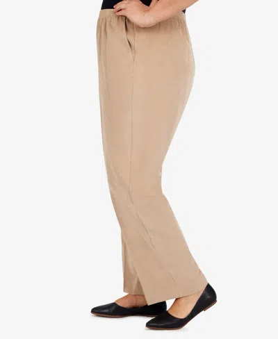 Alfred Dunner Plus Size Classic Corduroy Elastic Waist Short Length Pants In Brown