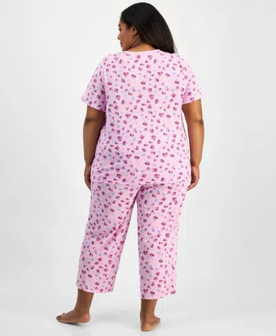 Charter Club Plus Size Cotton Essential Button-down Pajama Set, Created For Macy's In Pink