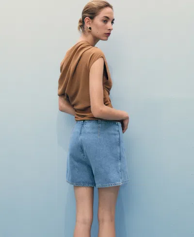 Mango Wrapped Denim Skort Medium Blue In Blue