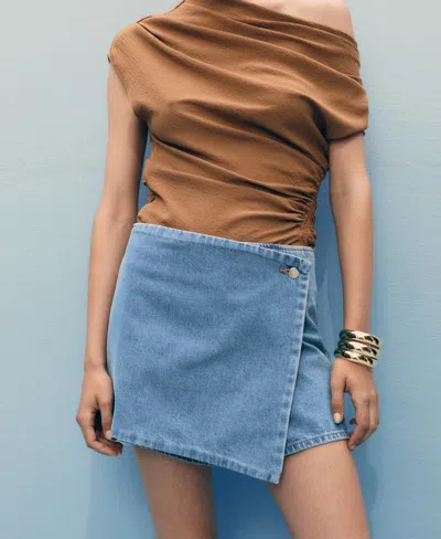 Mango Wrapped Denim Skort Medium Blue In Blue