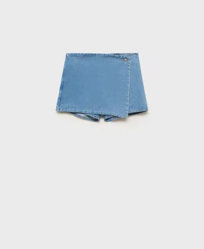Mango Wrapped Denim Skort Medium Blue In Blue