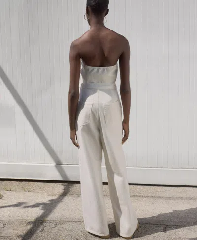 Mango Sleeveless Tie Waist Jumpsuit In White