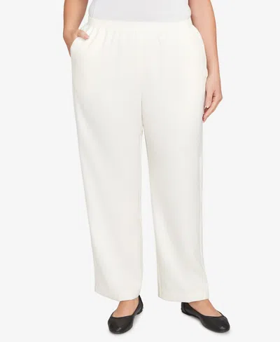 Alfred Dunner Plus Size Classic Poly Accord Short Length Pants In White