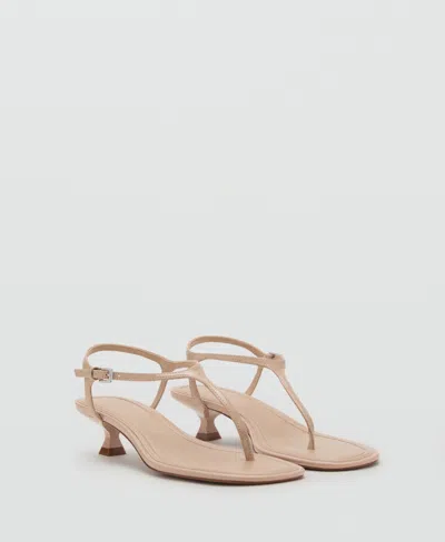 Mango Kitten Heel Sandals With Straps Medium Brown In Brown