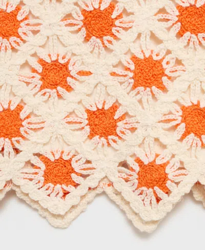 Mango Women's Crochet Mini Skirt In Orange