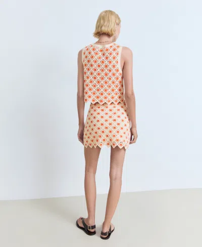 Mango Women's Crochet Mini Skirt In Orange