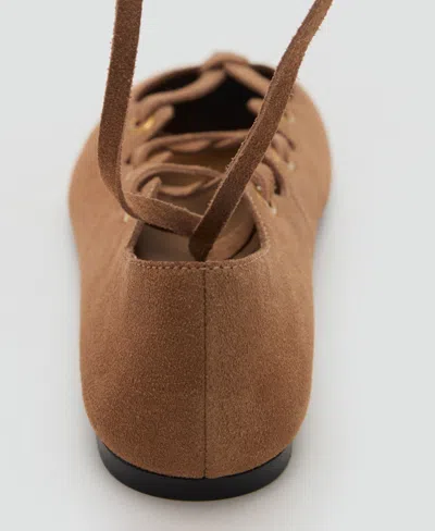 Mango Suede Lace Up Flat Shoe In Brown
