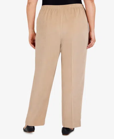 Alfred Dunner Plus Size Classic Corduroy Elastic Waist Short Length Pants In Neutral