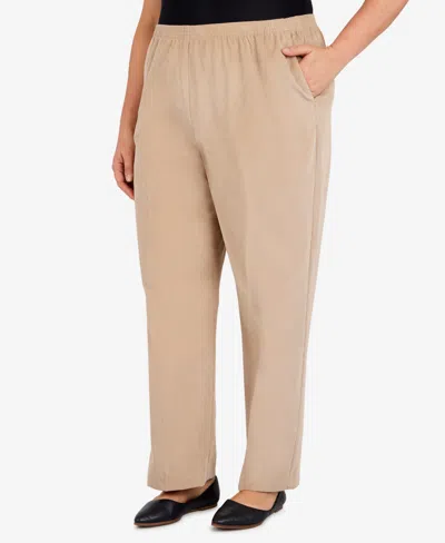 Alfred Dunner Plus Size Classic Corduroy Elastic Waist Short Length Pants In Neutral