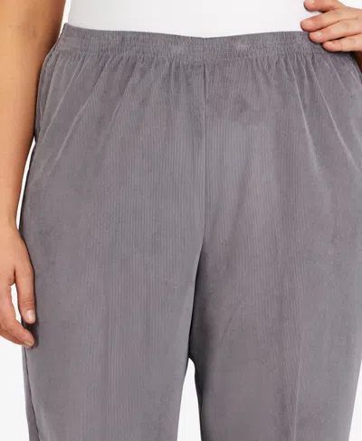 Alfred Dunner Plus Size Classic Corduroy Elastic Waist Medium Length Pants In Gray