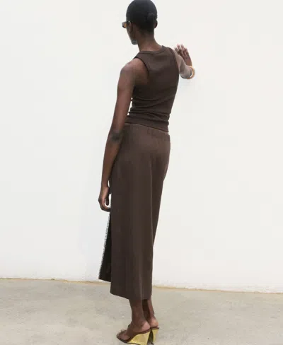 Mango Linen Wrap Skirt To Dark Brown In Brown