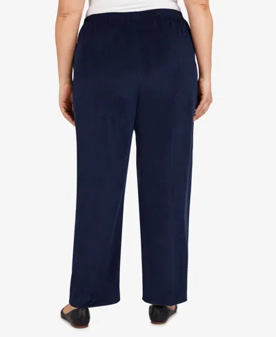 Alfred Dunner Plus Size Classic Corduroy Elastic Waist Short Length Pants In Blue