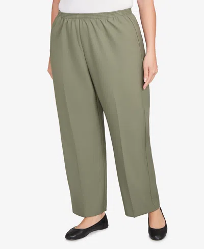 Alfred Dunner Plus Size Classic Poly Accord Short Length Pants In Green