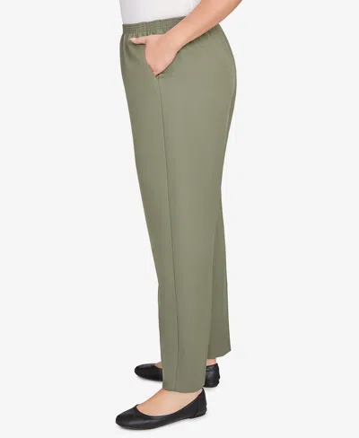 Alfred Dunner Plus Size Classic Poly Accord Short Length Pants In Green