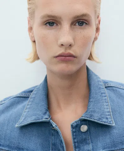 Mango Pockets Denim Jacket In Blue