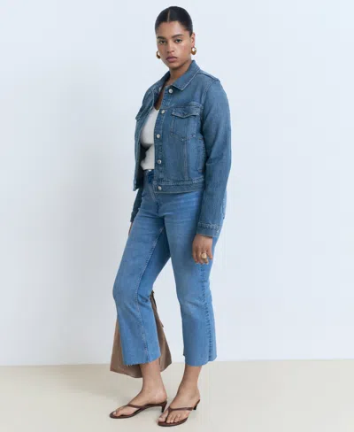 Mango Pockets Denim Jacket In Blue