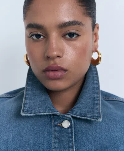 Mango Pockets Denim Jacket In Blue