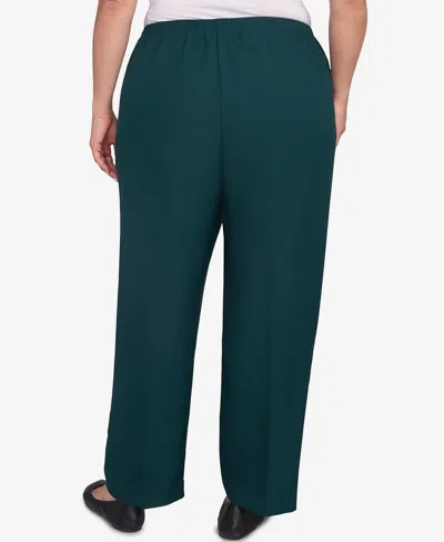 Alfred Dunner Plus Size Classic Poly Accord Short Length Pants In Green