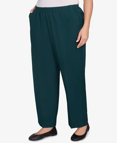 Alfred Dunner Plus Size Classic Poly Accord Short Length Pants In Green