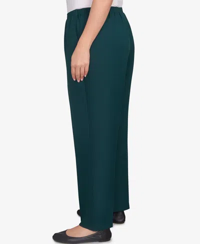 Alfred Dunner Plus Size Classic Poly Accord Short Length Pants In Green