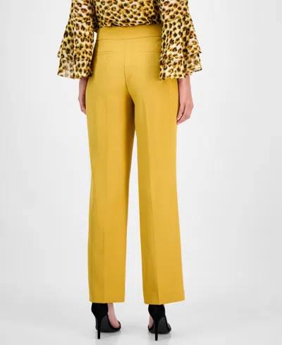 Kasper Women's Mid-rise Fly Front L-pocket Trousers, Regular & Petite In Gold