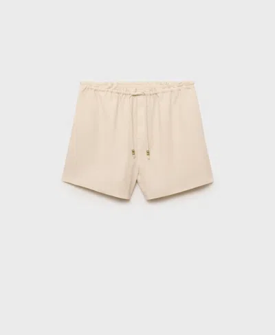 Mango Linen Shorts With Drawstring Beige In Sand