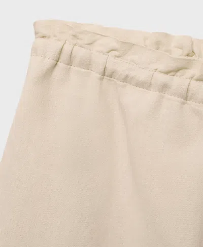 Mango Linen Shorts With Drawstring Beige In Sand