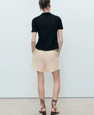 Mango Linen Shorts With Drawstring Beige In Sand