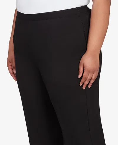 Alfred Dunner Plus Size Textured Pull On Elastic Short Length Pants In Black
