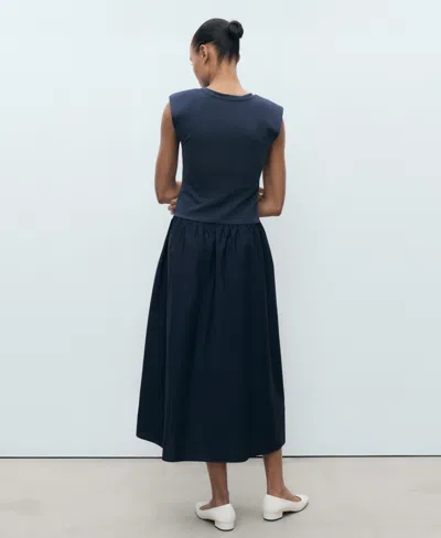 Mango Shoulder Pad Maxi Dress In Blue